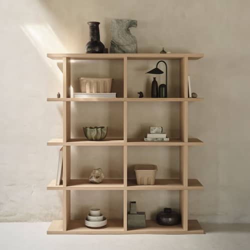 Scaffale Kona 2x4 legno naturale / L 122,5 x H 141 cm - Ferm Living - Rovere chiaro - MDF rivestito in rovere