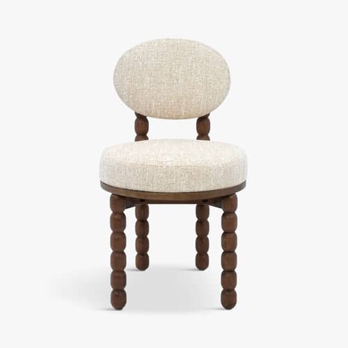 Sedia imbottita Bold tessuto beige - NV GALLERY - Beige / Legno scuro - Massello di quercia colorato, Schiuma ad alta densità, Tissu Tweed