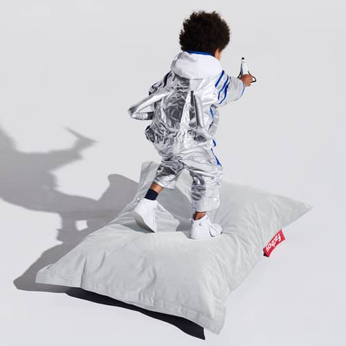 Sitzkissen für Kinder Junior Canvas textil grau / Recycelt - 130 x 100 cm - Fatboy - Kühles Grau -  Micro-billes EPS, Recyceltes Polyester