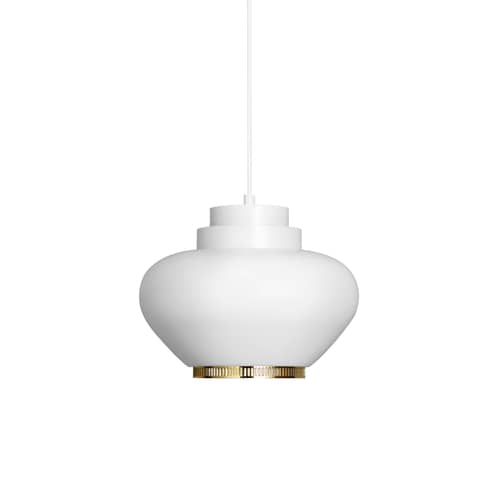 Sospensione A333 metallo bianco / Alvar Aalto, anni \'50 - ARTEK - Bianco / Ottone - Acciaio