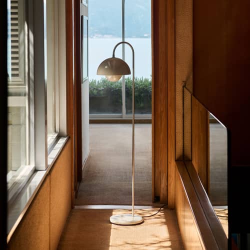Stehleuchte Flowerpot VP12 metall beige / Verner Panton, 1969 - &tradition - Grau-beige - Stahl
