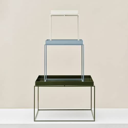 Table basse Tray métal vert / 60 x 60 x H 39 cm - Hay - Vert olive - Acier thermolaqué