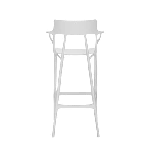 Tabouret haut A.I / 75 cm - Conçu par intelligence artificielle - Recyclé - Kartell - Blanc - Technopolymère thermoplastique recyclé