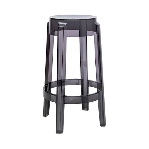 Tabouret haut empilable Charles Ghost / H 65 cm - Kartell - Fumé - Polycarbonate