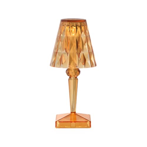 Battery LED Wireless rechargeable outdoor lamp plastic material orange / Ø 12 x H 30 cm - Recycled - Kartell - Light orange - Recycled PMMA