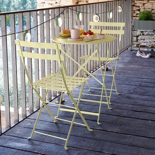 Tavolo pieghevole Bistro metallo arancione / Ø 60 cm - Acciaio / 2 persone - Fermob - Arancione candito - Acciaio laccato