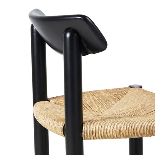 Daumiller Chair wood black / 1977 - Gubi - Black & White - Lacquered solid pine, Rope
