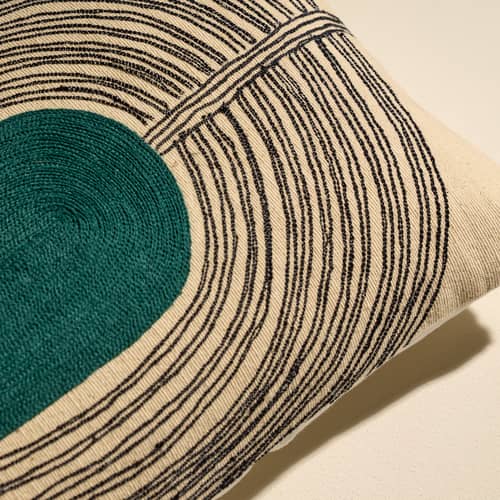 Coussin Mirage bleu / 50 x 30 cm - Brodé main - Maison Sarah Lavoine - Bleu Sarah - Coton, Laine