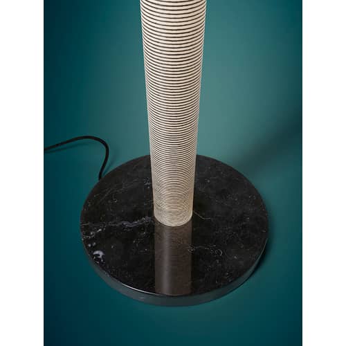 Mite Anniversario LED Floor lamp composite material black / Special 20th anniversary edition - H 185 cm - Foscarini - Black & white striped / Black marble Base - Carbon, Fibreglass, Marble