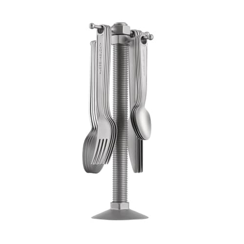 Ménagère Conversational Objects  / By Virgil Abloh - 16 couverts + support - Alessi - Acier mat - Acier inoxydable