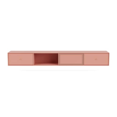 Meuble TV suspendu Octave VII bois rose / L 183,6 x P 30 x H 24 cm - MONTANA - Rhubarb 151 - Acier perforé, MDF laqué