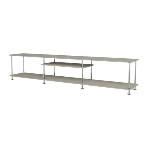 Console bassa Montana Free 111010 legno grigio / L 203,4 x P 38 x H 41,7 cm - MONTANA - Finocchio 144 / Struttura cromata - Acciaio cromato, MDF laccato