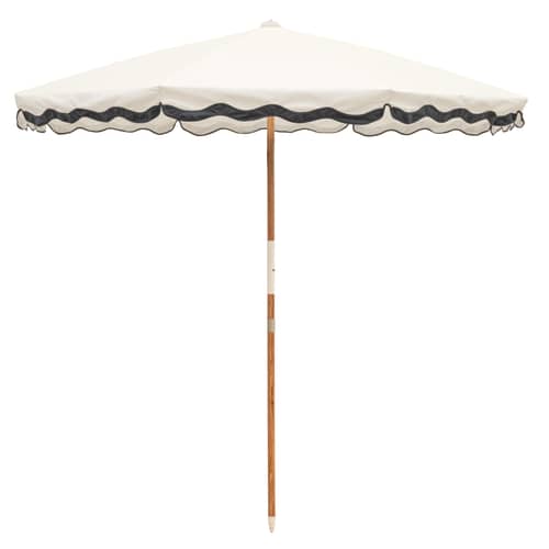 Parasol The Amalfi Riviera / Ø 230 cm - BUSINESS & PLEASURE - Blanc / Bord marine - Aluminium, Bois lamellé-collé de récupération, Fibre de verre, Toile outdoor