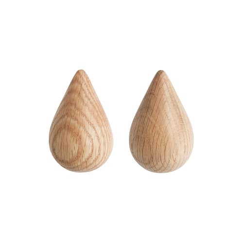 Set de 2 patères Dropit bois Small /  H 7,7 cm - Normann Copenhagen - Naturel - Small / H 7,7 cm - Bois