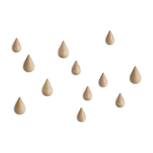 Set de 2 patères Dropit bois Small /  H 7,7 cm - Normann Copenhagen - Naturel - Small / H 7,7 cm - Bois