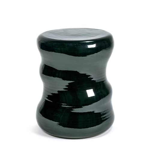 Table d\'appoint Pawn Organic céramique vert / Tabouret - Céramique - Serax - Vert foncé / Ø 35 x H 31 cm - Terre cuite émaillée