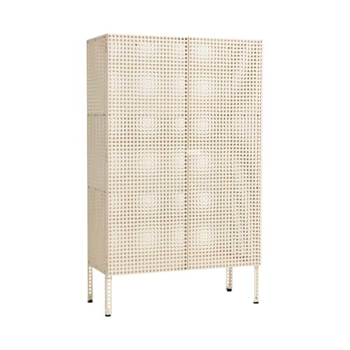 Schrank Perforated Cabinet Large metall weiß / B 89 x H 146,5 cm - Hay - Naturfarben - thermolackierter Stahl