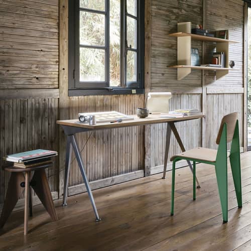 Scaffale Rayonnage Mural metallo legno nero / Jean prouvé, 1936 - L 118 x H 70 cm - Vitra - Nero / Rovere naturale - Acciaio, Rovere massello