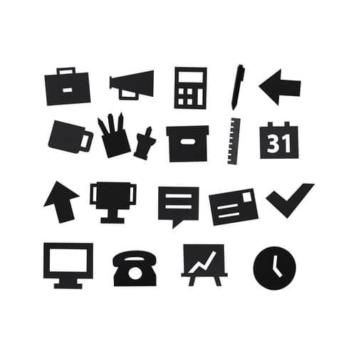 Set Symboles Office plastique noir / pour tableau perforé - Design Letters - Noir - ABS, Polyméthacrylate de méthyle