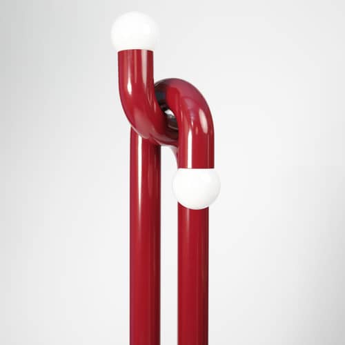 Stehleuchte Modulation metall rot / H 185 cm - Axel Chay - Bordeaux - Glas, lackierter Stahl