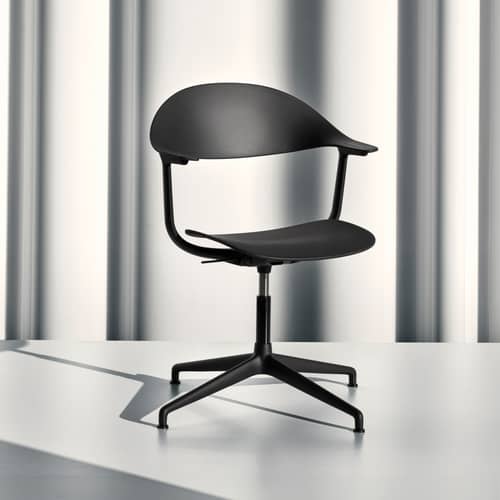 Mynt Swivel armchair plastic material black / Recycled plastic - Vitra - Black (plastic) / Base, legs black - Aluminium, Recycled polypropylene