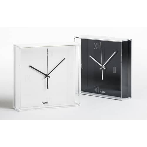Tic & Tac Wall clock plastic material white / free-standing or wall-hung - Philippe Starck, 2010 - Kartell - White face / Black hands - ABS, PMMA