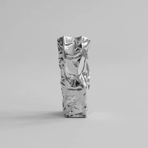 Vase Kami Mini keramik silber / B 13 x H 25 cm - 101 COPENHAGEN - Verchromt - Keramik