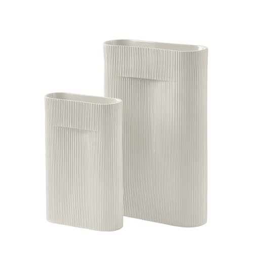 Vase Ridge Large céramique blanc / H 48 cm - Muuto - Blanc cassé - Faïence