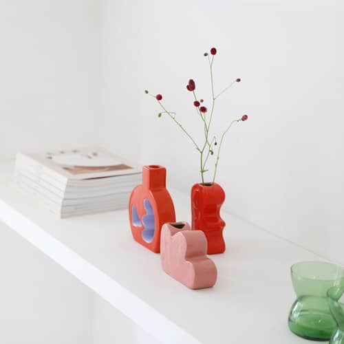 Vaso Clay ceramica rosa / L 12,5 x H 8,5 cm - & klevering - Rosa / L 12,5 x H 8,5 cm - Gres