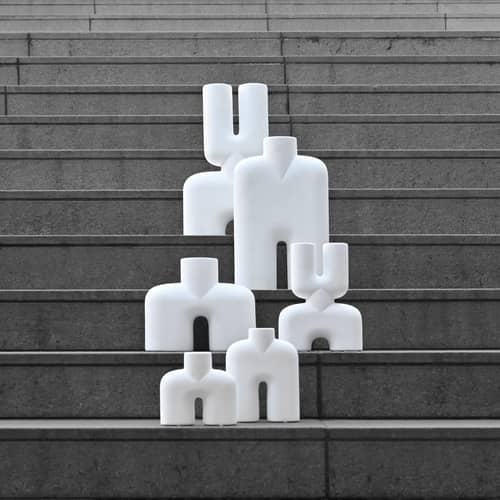 Vaso Cobra Double Mini ceramica bianco / L 22 x H 28 cm - 101 COPENHAGEN - Bianco - Ceramica