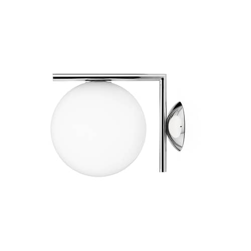 Wandleuchte IC W1 glas metall / Ø 20 cm - Flos - Chrom-glänzend - geblasenes Glas, verchromter Stahl