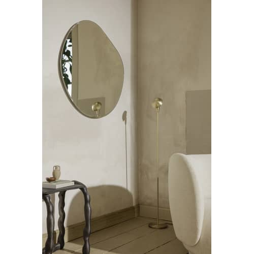 Wandspiegel Pond XL grau silber metall / 87 x 94 cm - Ferm Living - Dunkles Chrom -  Zink verchromt, Glas, mitteldichte bemalte Holzfaserplatte