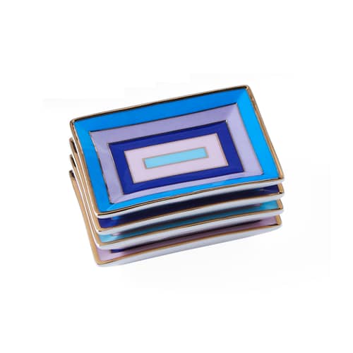 Set de 4 coupelles Scala Petite céramique / 7 x 5 cm - Jonathan Adler - Scala / Bleu & violet - Porcelaine