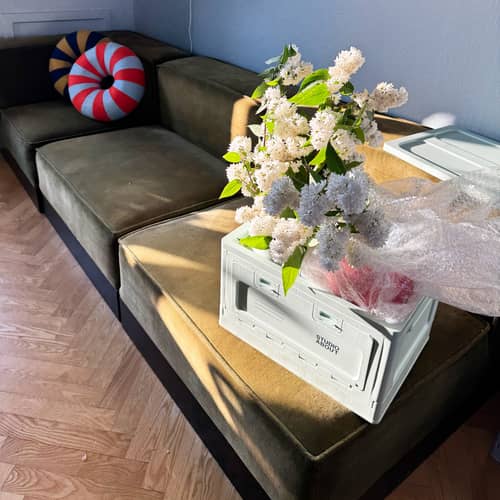 Boîte Box Large plastique vert / 50 x 35,5 x H 29 cm - Empilable - STUDIO ABOUT - Vert menthe - Polypropylène