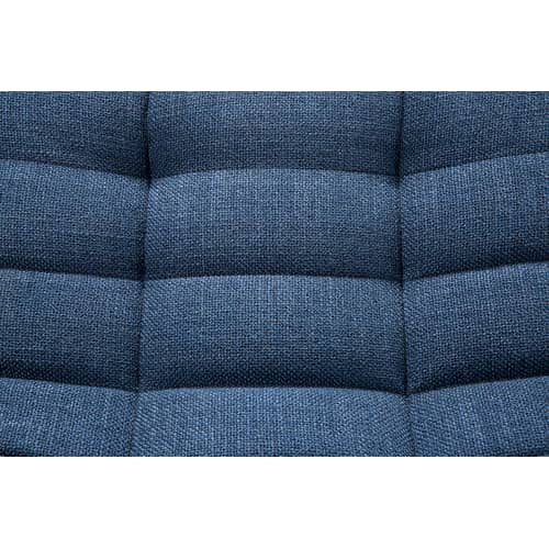 Canapé droit N701 tissu bleu / 3 places - L 210 cm - Ethnicraft - Bleu (tissu standard) - Bois, Mousse, Tissu
