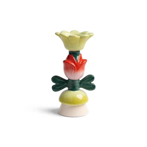 Blume XL Candle stick ceramic multicoloured / Hand-painted - & klevering - XL / H 16 cm - Sandstone