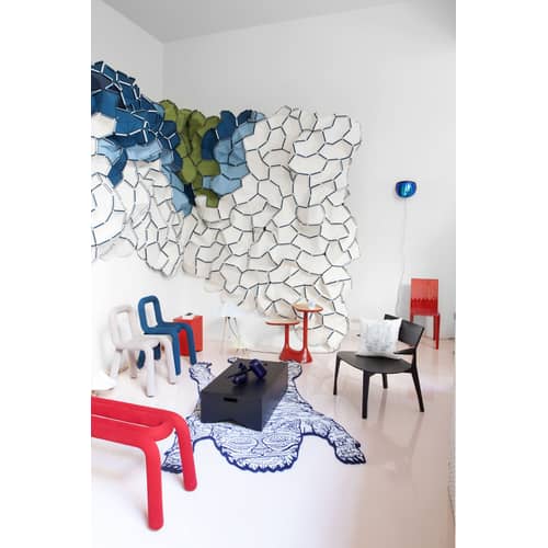 Chaise rembourrée Bold tissu bleu - Moustache - Bleu - Acier, Mousse polyuréthane, Tissu