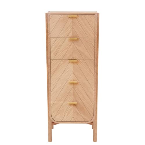 Marius Chiffonier natural wood H 130 x L 45 cm - Hartô - Natural oak - MDF veneer oak, Solid oak