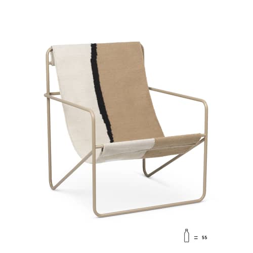 Fauteuil Desert / Structure beige - Bouteilles plastique recyclées - Ferm Living - Métal beige / Toile Soil - Acier thermolaqué, Tissu recyclé