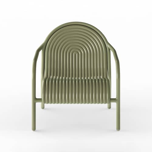 Fauteuil bas Groove Lounge métal vert - Tom Dixon - Vert mousse - Aluminium
