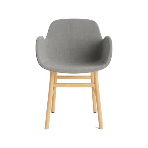 Gepolsterter Sessel Form textil grau / Vollpolsterung - Normann Copenhagen - Grau (Remix 133) / Fuß Eiche - Kvadrat-Gewebe, massive Eiche, Polypropylen, Schaumstoff