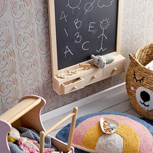 Kreidetafel Higma holz natur / B 50 x H 80 cm - Bloomingville - Holz, natur - Paulownia-Holz, Schiefer