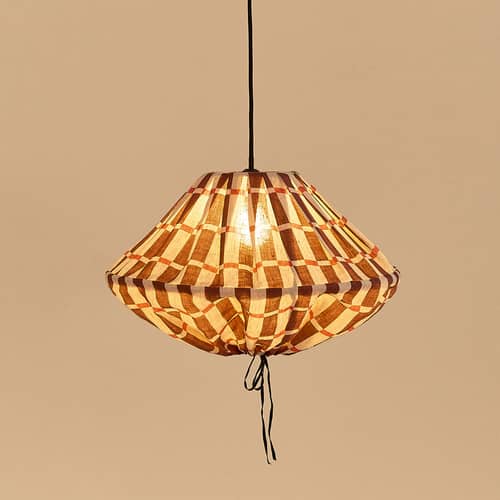 Yumi Lampshade textile red / Ø 50 x H 30 cm - Linen - NOBODINOZ - Red-brown / Mosaic - Linen