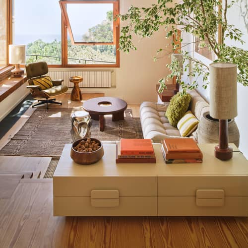 Meuble TV Spacious lowboard bois beige / L 160 x P 53,5 x H 36 cm - HK LIVING - Crème - MDF laqué