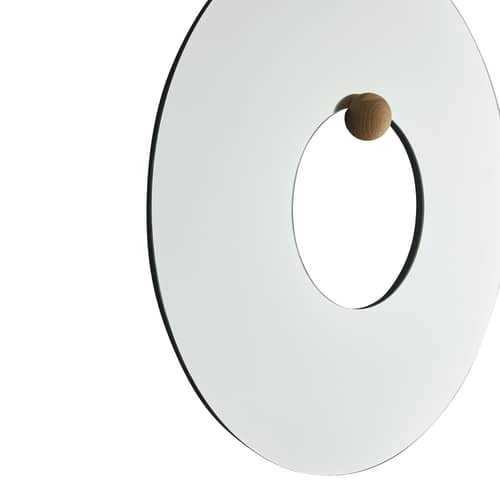 Miroir mural Castellum / Ø 80 cm - AYTM - Miroir / patère chêne -  Verre miroir, Chêne huilé certifié FSC, MDF