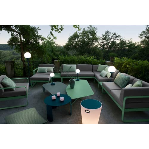 Schnurlose Outdoor-Stehleuchte Mooon! LED metall plastikmaterial blau / Kugel aus Plastik - H 134 cm - Bluetooth - Fermob - Acapulcoblau - Aluminium, Polyäthylen