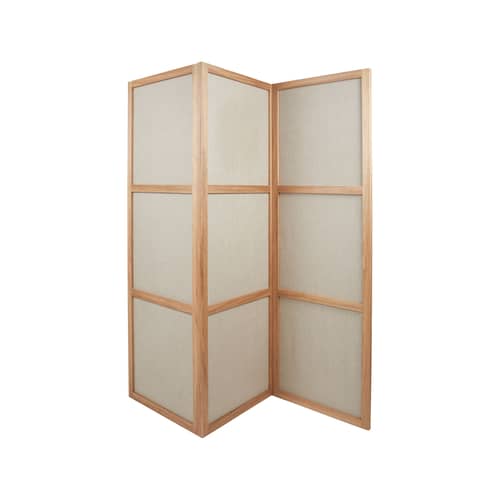 Paravent Frame bois beige / 3 panneaux - L 122 x H 180 cm - Frama  - Paravent / Chêne & lin beige - Chêne huilé, Toile en lin