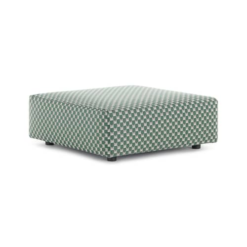 Pouf d\'extérieur Plastics OUTDOOR x Liberty tissu vert / 88 x 88 x H 30 cm - Kartell - Vert sauge (Liberty Obi Check) - Polyuréthane expansé, Tissu outdoor