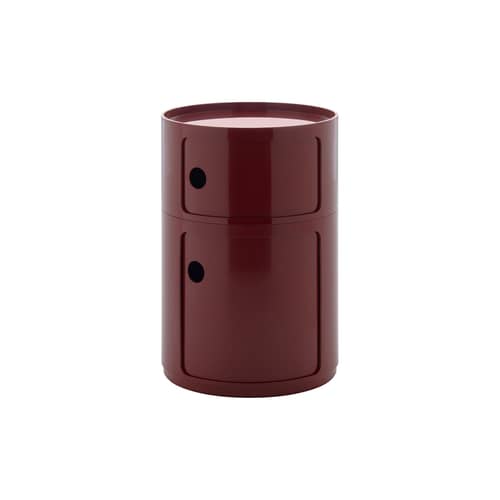 Rangement Componibili New Big plastique rouge / 2 tiroirs - Ø 42 x H 61,5 cm - Kartell - Bordeaux - ABS
