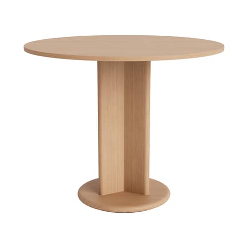 Chisel 29 Round table natural wood / Ø 90 cm - Center base - Hay - Lacquered Oak - Lacquered oak veneer